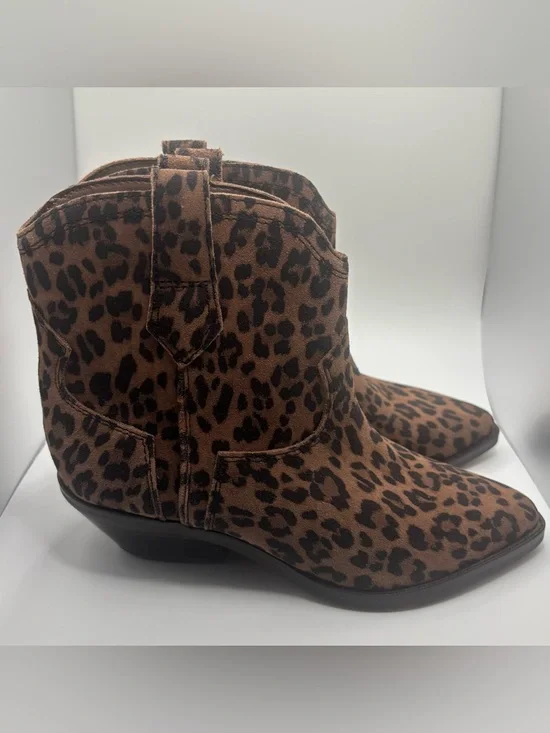 Nine West Abreve Leopard Print Ankle Boot - Brown/Black size 5 - Picture 2 of 7